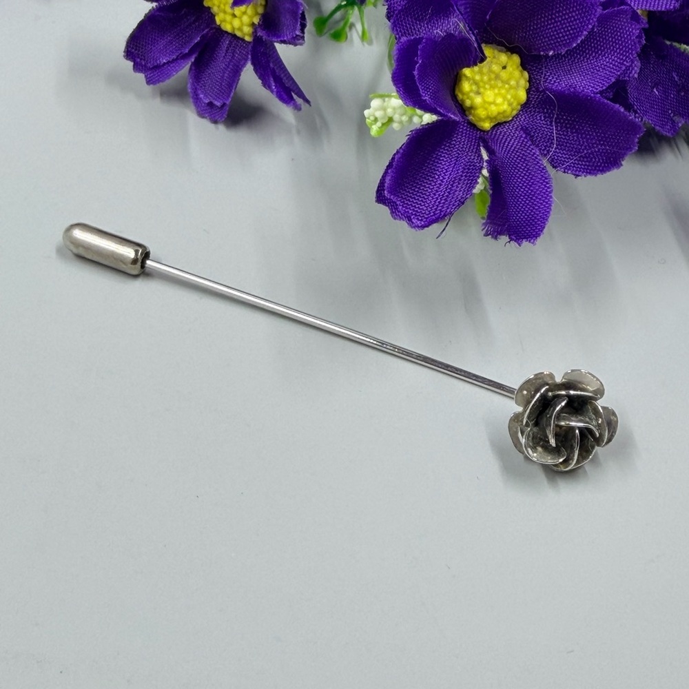 Vintage Silver Rosette Brooch Hat Pin